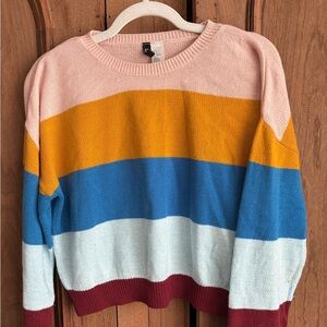 H&M Colorblock Striped Knit Sweater, sz small